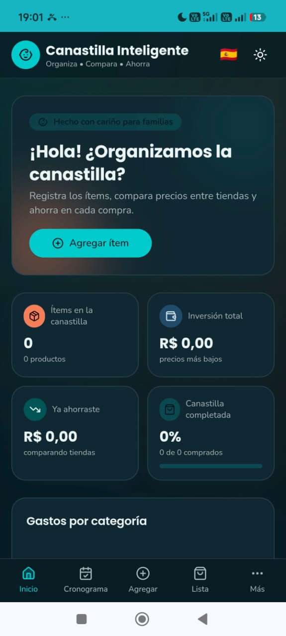 Vista previa de la app Canastilla Inteligente